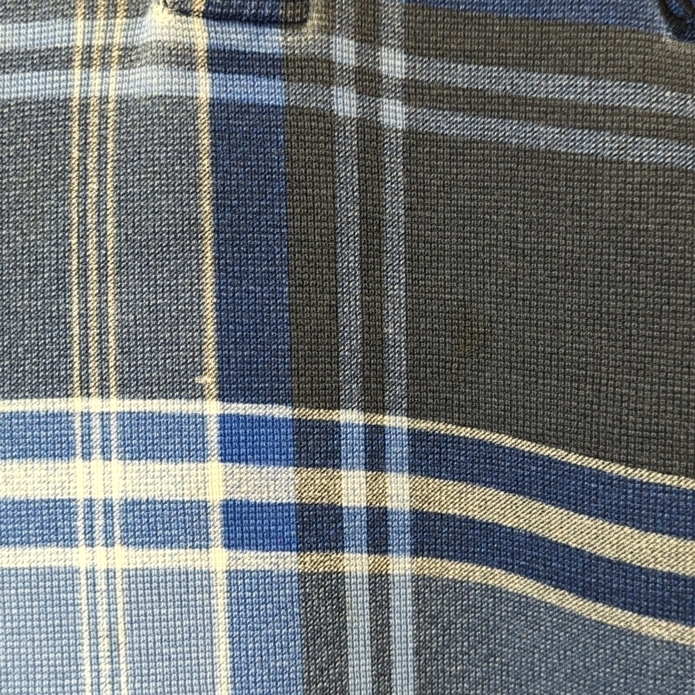 Nautica 90's Vintage Preppy Plaid Short Sleeve Henley Polo Shirt Navy Blue XL - Picture 6 of 10